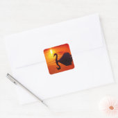 Zonsonderganggloed met zwaan vierkante sticker (Envelop)