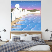 Zonsondergangkliffen aan de Oceaan Canvas Afdruk (Insitu (Slaapkamer))