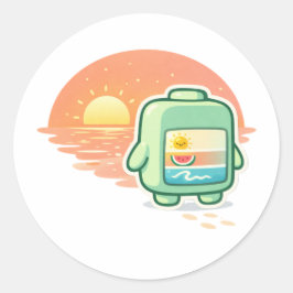 Zonsondergangmodus Ronde Sticker