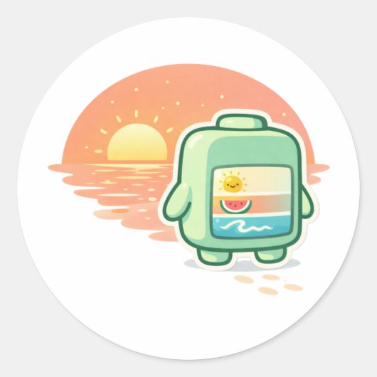 Zonsondergangmodus Ronde Sticker (Voorkant)