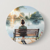 Zonsondergangreflecties Merenlandschap Ronde Button 7,6 Cm (Voorkant)