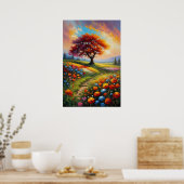 Zonsondergang's Canvas, kleurrijke bloemen Poster (Keuken)