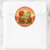 Zonsondergangs Knuffel Ronde Sticker (Tas)
