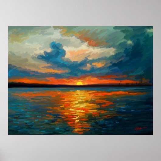 Zonsondergangsindruk Poster (Voorkant)
