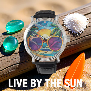 Zonsondergangskleuren & Tropische Getijden Strand Horloge