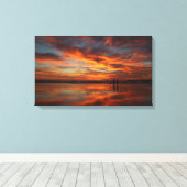 zonsondergangspiegel canvas afdruk (Insitu (Houten vloer))