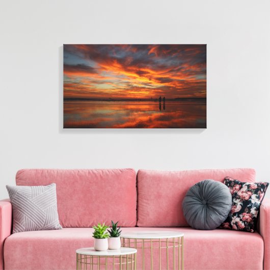 zonsondergangspiegel canvas afdruk (Insitu (Woonkamer))