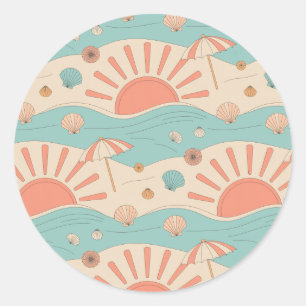 Zonsondergangsstrand Ronde Sticker