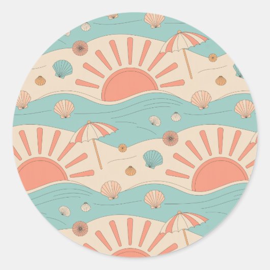 Zonsondergangsstrand Ronde Sticker (Voorkant)