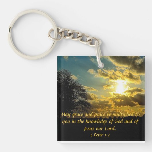 zonsondergeschikt versum 2 Peter 1:2 sleutelketen Sleutelhanger (Voorkant)