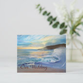 zonsonderste blauwe trouwuitnodiging kaart (Staand voorkant)