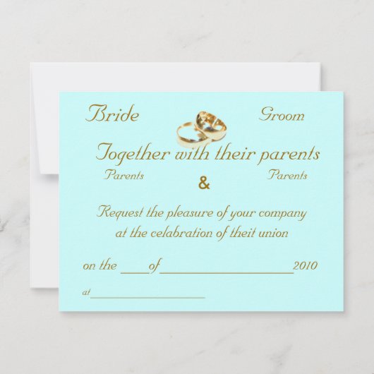 zonsonderste blauwe trouwuitnodiging kaart (Achterkant)