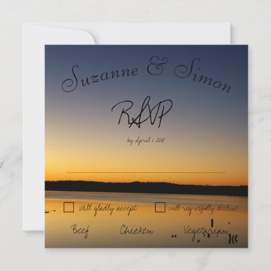 Zonsopgang aan het meer RSVP Kaart (Voorkant)