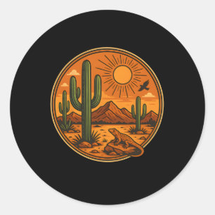 Zonsopgang Berg Natuur Retro Wandeltocht Buiten Wo Ronde Sticker