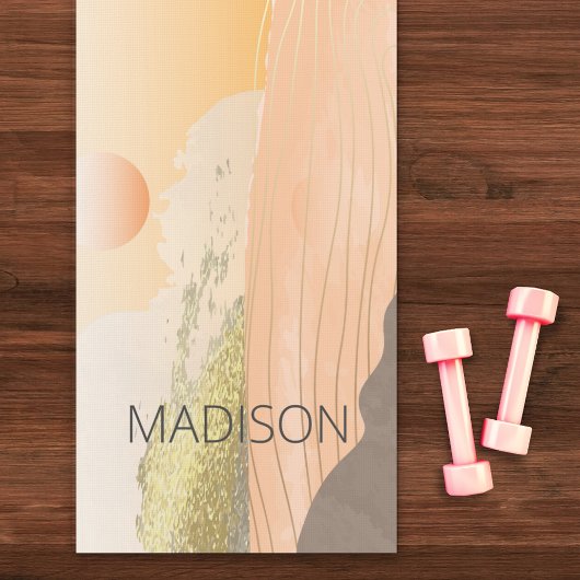 Zonsopgang berglandschap minimaal gepersonaliseerd yogamat