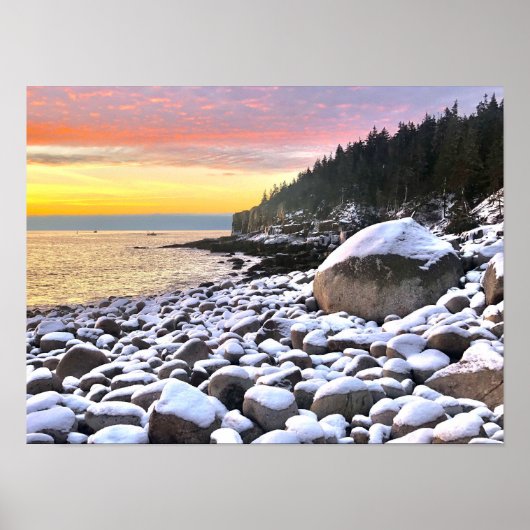 Zonsopgang bij Boulder Beach in Acadia Poster (Voorkant)