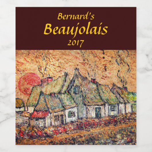 Zonsopgang bij Rustiek Country Village Wijnlabel Wijn Etiket (Enkel label)