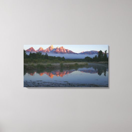 Zonsopgang bij Schwabacker Landing bij Grand Teton Canvas Afdruk (Voorkant)