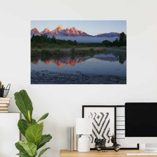 Zonsopgang bij Schwabacker Landing in Grand Teton Poster (Thuiskantoor)