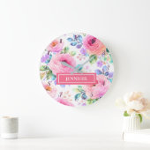 Zonsopgang Bloem Boho Aangepaste Naam Ontwerp Grote Klok (Huis)