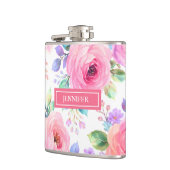 Zonsopgang Bloem Boho Aangepaste Naam Ontwerp Heupfles (Links)