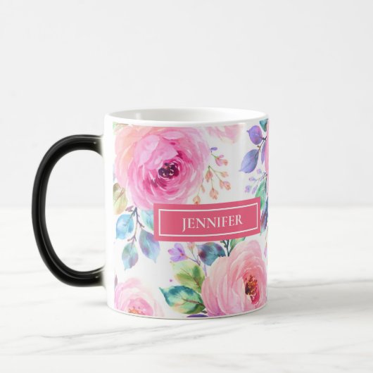 Zonsopgang Bloem Boho Aangepaste Naam Ontwerp Magische Mok (Links)