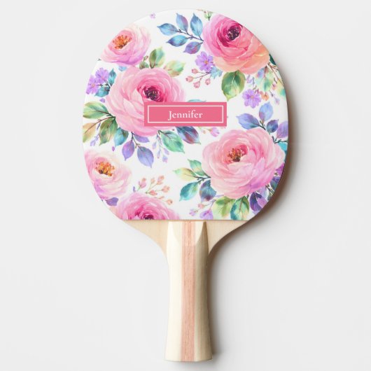 Zonsopgang Bloem Boho Aangepaste Naam Ontwerp Tafeltennisbatje (Voorkant)