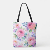 Zonsopgang Bloemige Boho Aangepaste Naam Ontwerp Tote Bag (Achterkant)