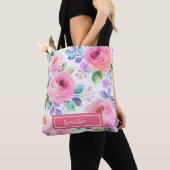 Zonsopgang Bloemige Boho Aangepaste Naam Ontwerp Tote Bag (Dichtbij)