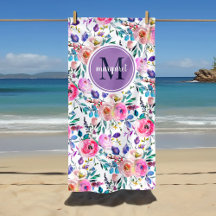 Zonsopgang Boho Bloemendecor Paars en Wit Monogram