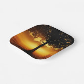 Zonsopgang, boomsilhouet, papieren bordje (Gebogen)