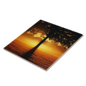 Zonsopgang, boomsilhouet, tegeltje (Zijkant)