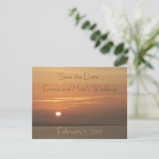 Zonsopgang boven Aruba Save the Date Briefkaart (Staand voorkant)