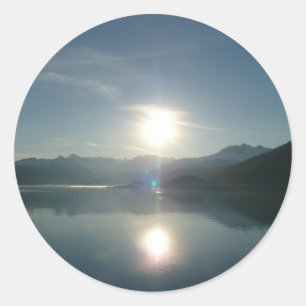 Zonsopgang boven College Fjord Alaska Fotografie Ronde Sticker