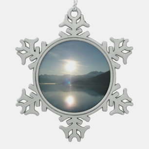 Zonsopgang boven College Fjord Alaska Fotografie Tin Sneeuwvlok Ornament