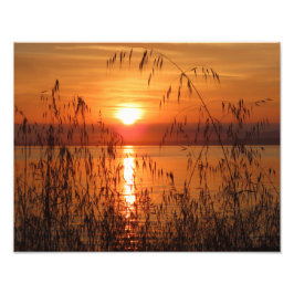 Zonsopgang boven de baai foto afdruk