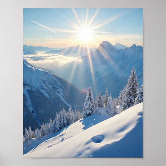 Zonsopgang boven de bergen van Amerika Poster (Voorkant)