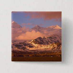 Zonsopgang boven de bergketens in het zuiden vierkante button 5,1 cm