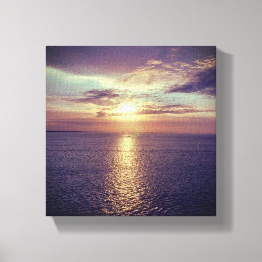 Zonsopgang boven de golven van de oceaan canvas afdruk (Voorkant)