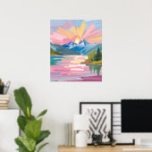 Zonsopgang boven de waterverf poster (Thuiskantoor)