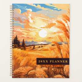 Zonsopgang boven een tarweveld planner