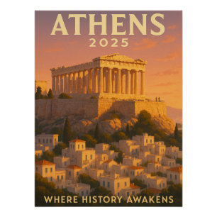 Zonsopgang boven het Griekse Athene Perfect Poster