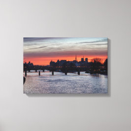 Zonsopgang boven Ile de la Cite en Notre Dame - Pa Canvas Afdruk
