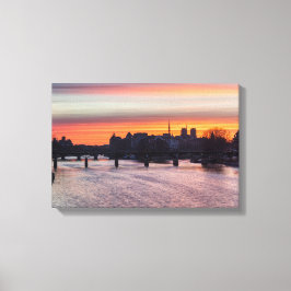 Zonsopgang boven Ile de la Cite en Notre Dame - Pa Canvas Afdruk