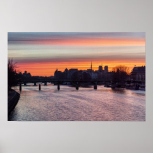 Zonsopgang boven Ile de la Cite en Notre Dame - Pa Poster