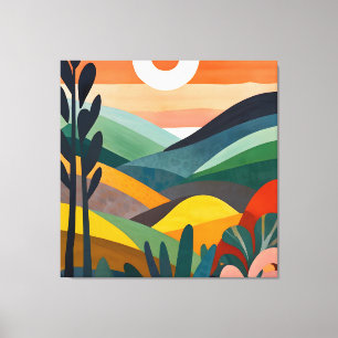 Zonsopgang boven Rolling Hills Canvas Afdruk