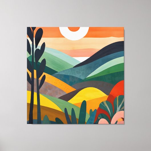 Zonsopgang boven Rolling Hills Canvas Afdruk (Voorkant)