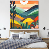 Zonsopgang boven Rolling Hills Canvas Afdruk (Insitu (Slaapkamer))