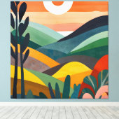 Zonsopgang boven Rolling Hills Canvas Afdruk (Insitu (Houten vloer))