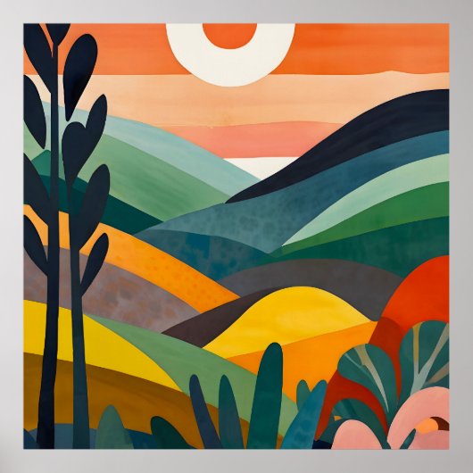Zonsopgang boven Rolling Hills Poster (Voorkant)